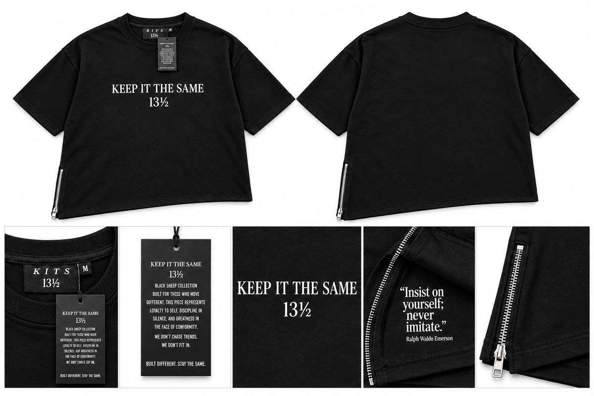 SIGNATURE ZIP-HEM TEE-BLACK