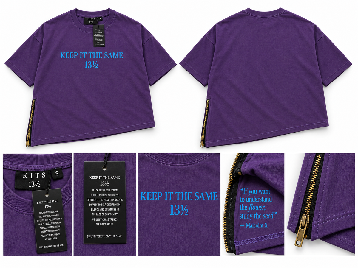 SIGNATURE ZIP-HEM TEE-PURPLE